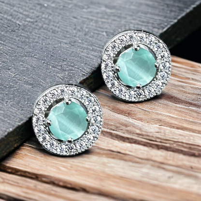 Round CZ Diamond Stud Earrings