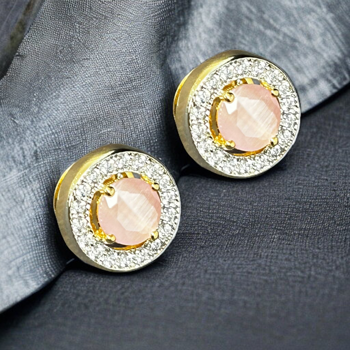 Round CZ Diamond Stud Earrings