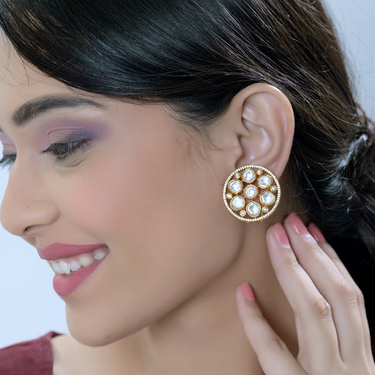 Kundan Round Stud Earrings