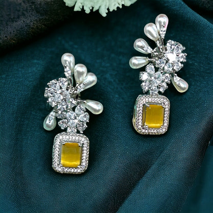 Rhodium-Plated CZ Dangler Earrings