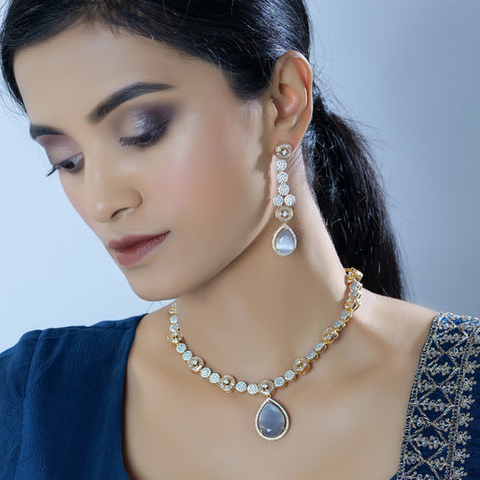 Opulent Opal Designs: Cubic Zircon Radiance Necklace Set