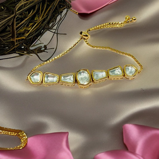 Gold Plated Polki Kundan Bracelets