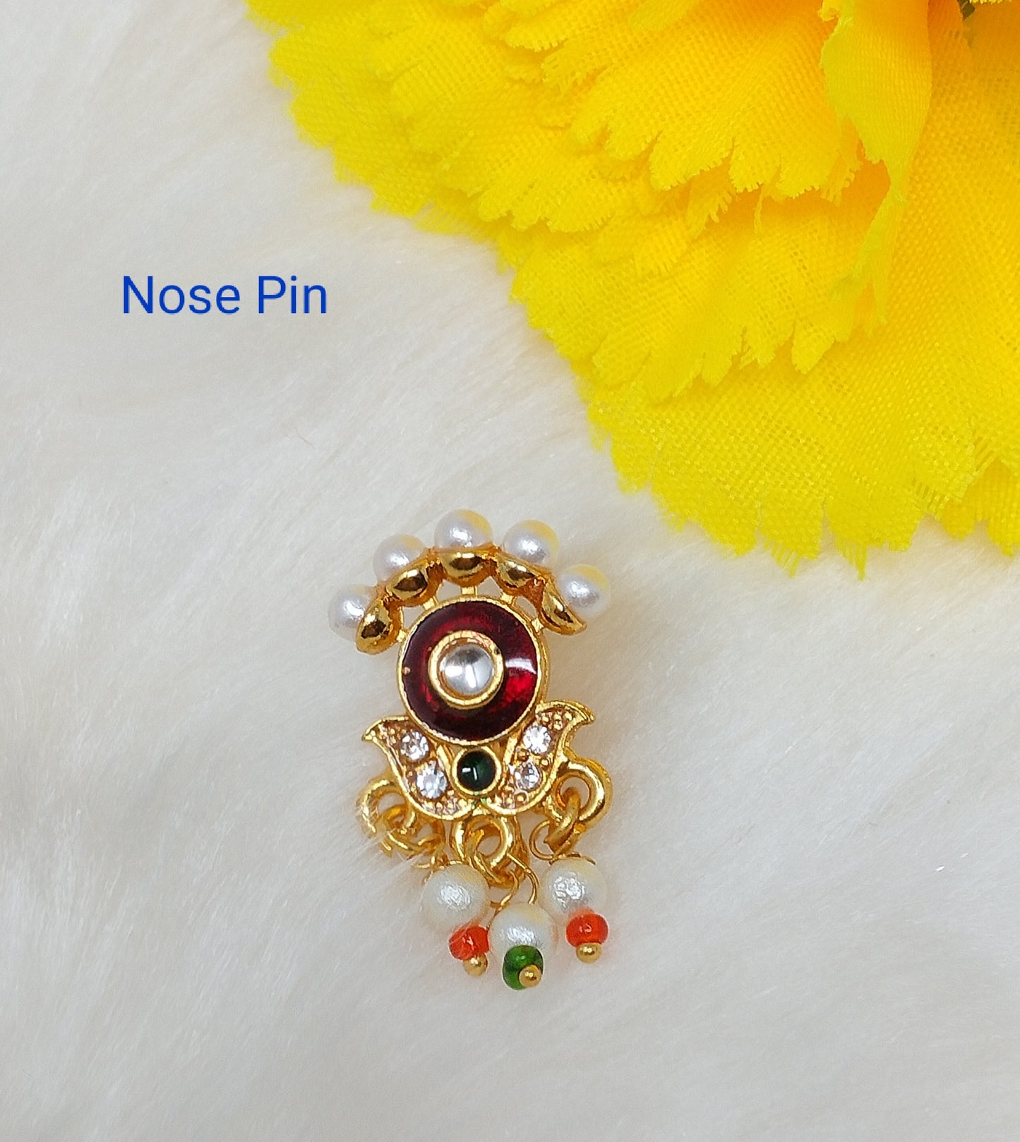 Maharashtrian Inspired Diamond-Studded Non-Piercing Clip-On Nose Pin