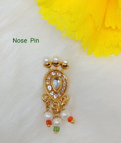 Maharashtrian Inspired Diamond-Studded Non-Piercing Clip-On Nose Pin