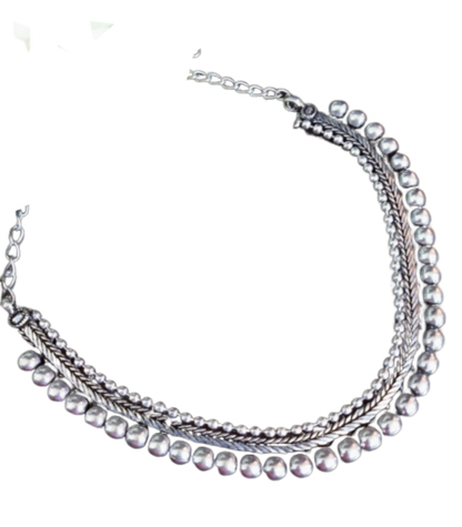 Round Balls Oxidised German Silver Necklace Set