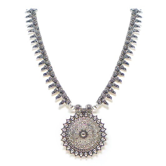 Oxidized German Silver Ganesha Pendent Necklace