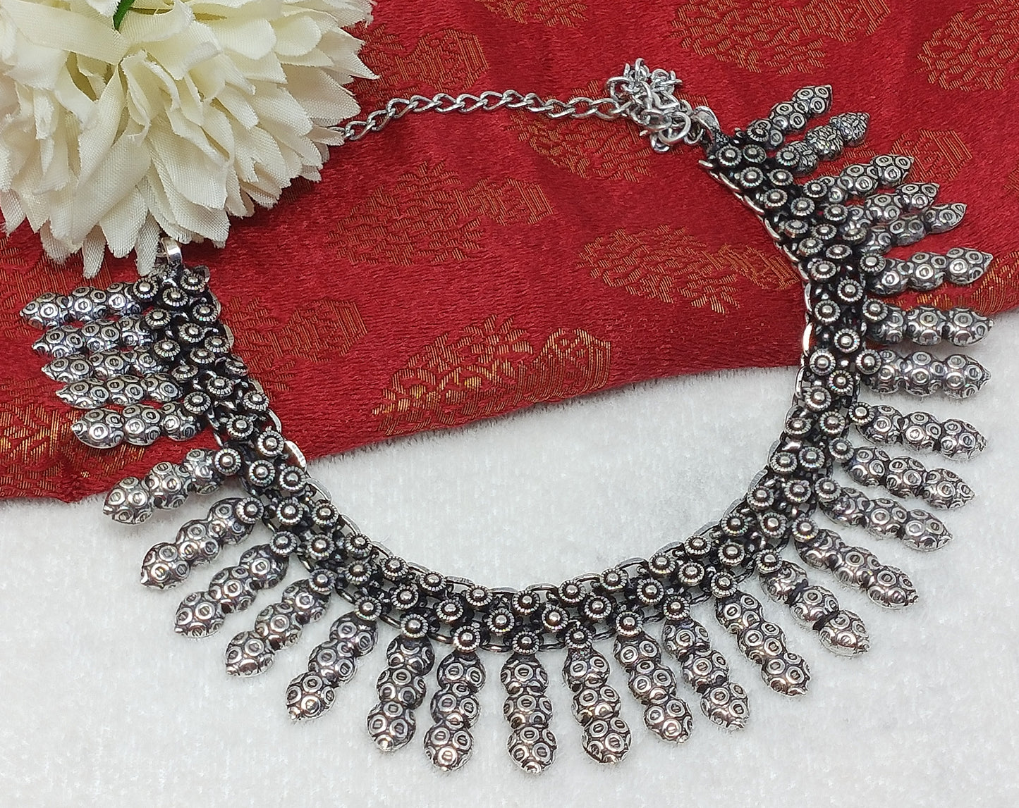 Ethnic German Silver Oxidized Necklace