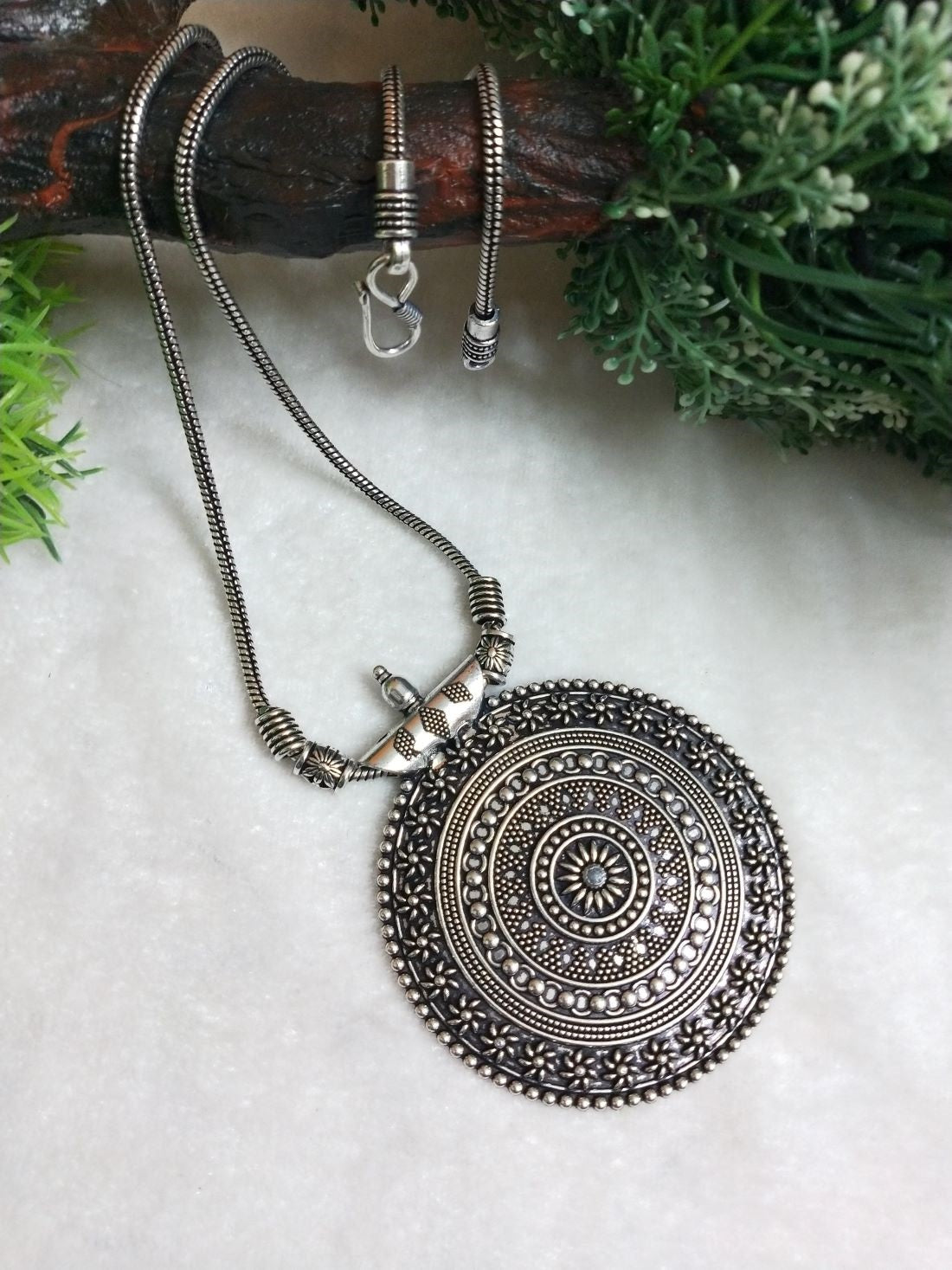 Trendy German Silver Chain Pendent  Necklace