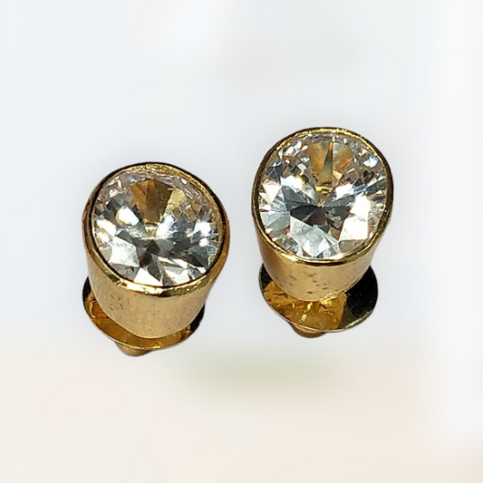 Gold Plated White Stud Earrings