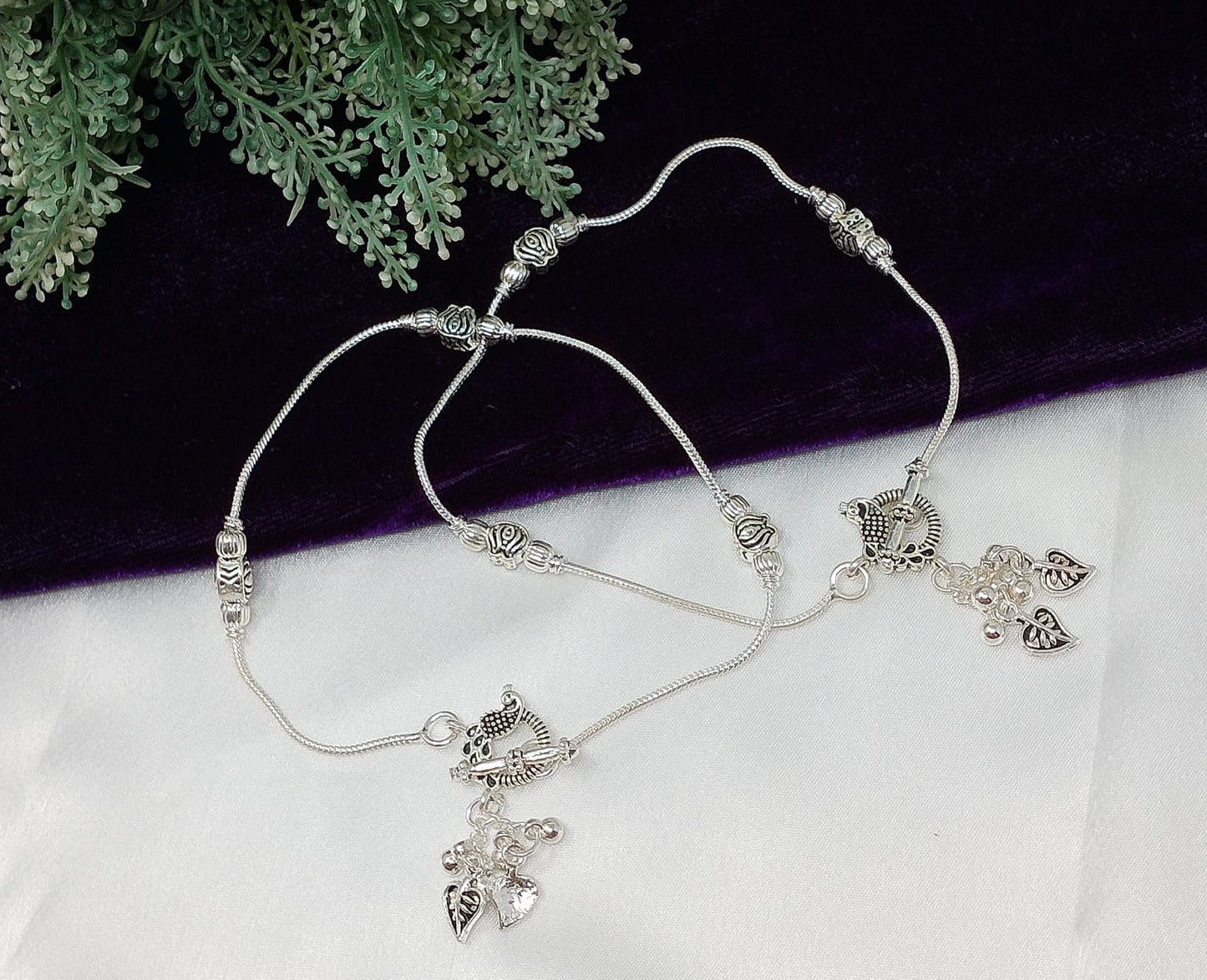Fashionista Silver Plated Anklets