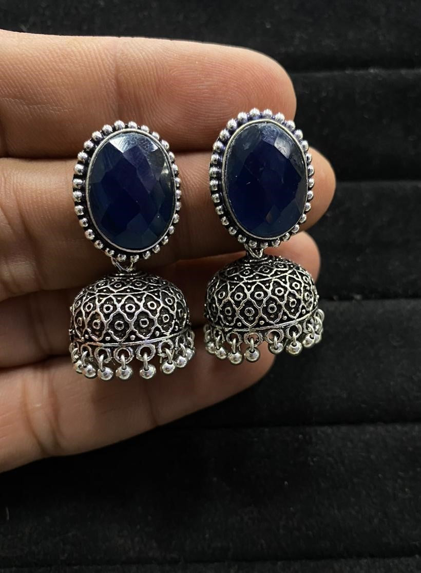 German Silver Dangling Bell Jhumkhi Earrings