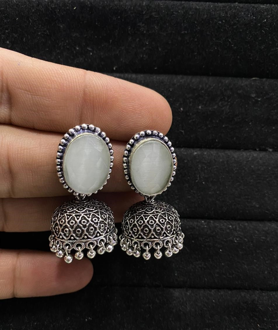 German Silver Dangling Bell Jhumkhi Earrings