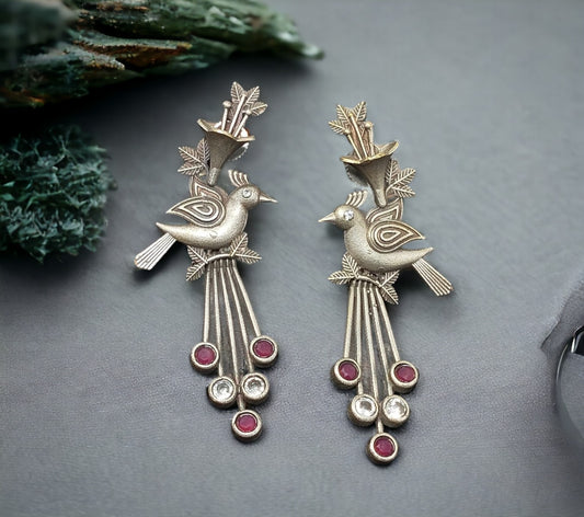 German Silver Bird Shape Earrings