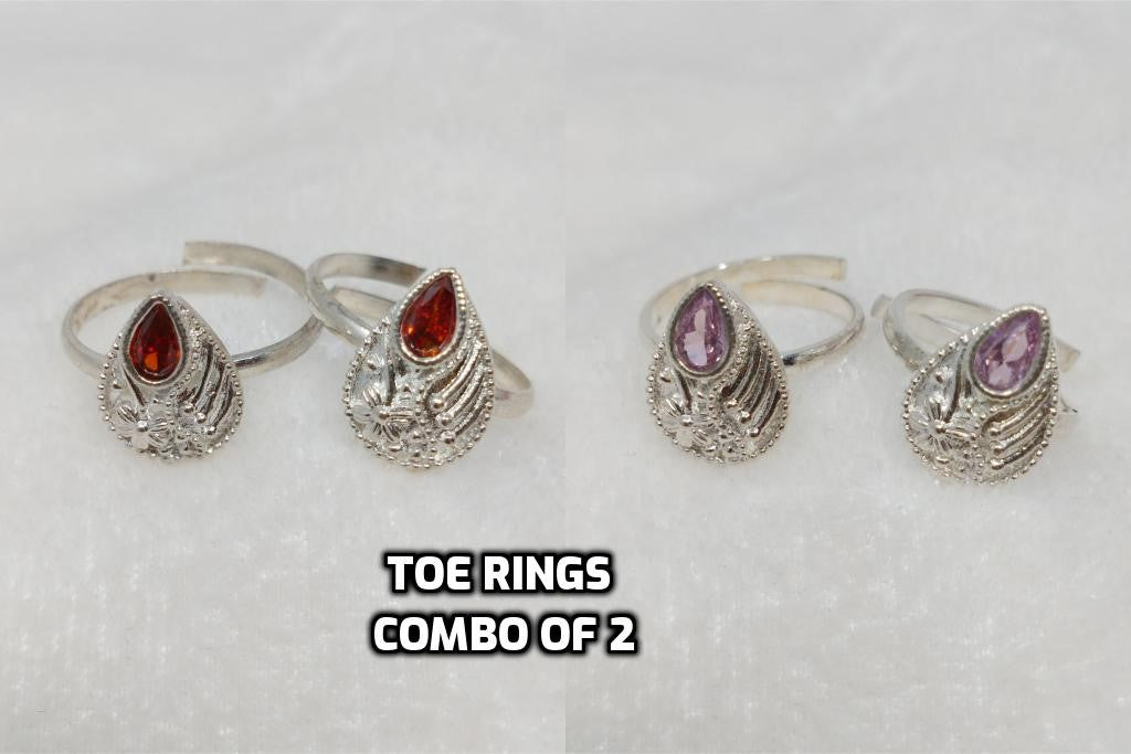 Traditional Toe Rings Combo - Silver Plated