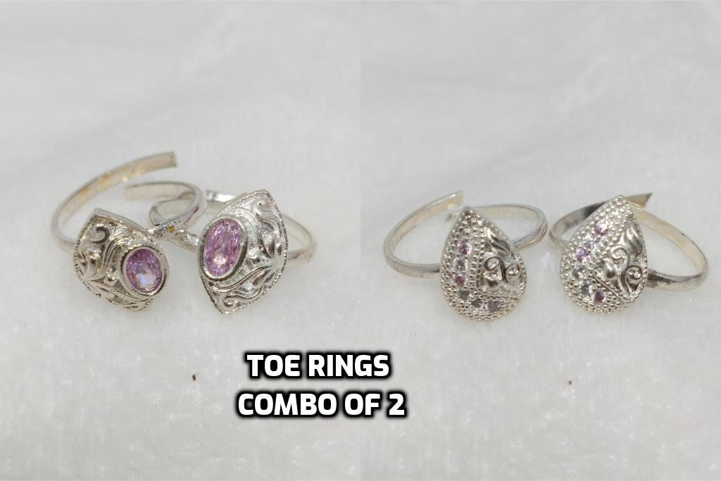 Traditional Toe Rings Combo - Silver Plated