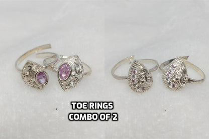 Traditional Toe Rings Combo - Silver Plated