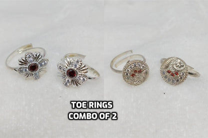 Traditional Toe Rings Combo - Silver Plated