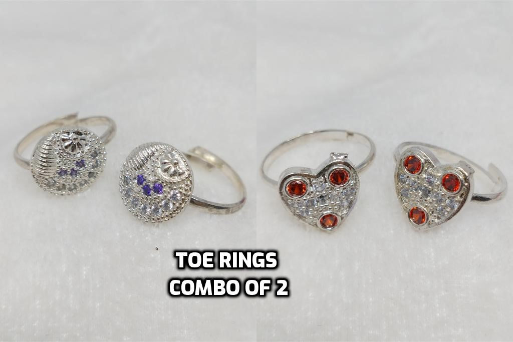Traditional Toe Rings Combo - Silver Plated