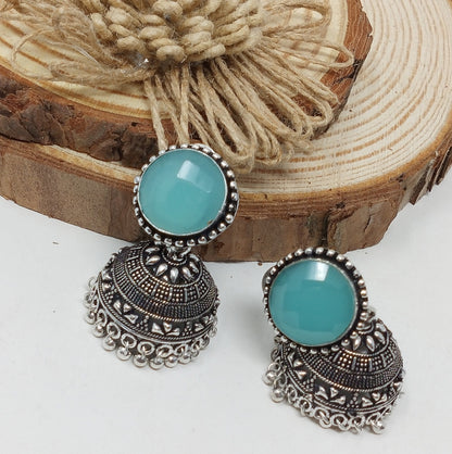 German Silver Oxidized Jhumka Earrings