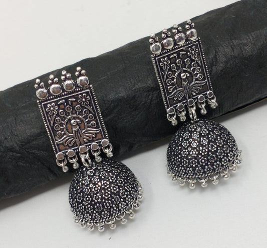 Oxidized Jhumka Earrings