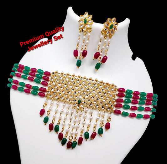 Beautiful Multi Pearl Kundan Choker Jewellery Set