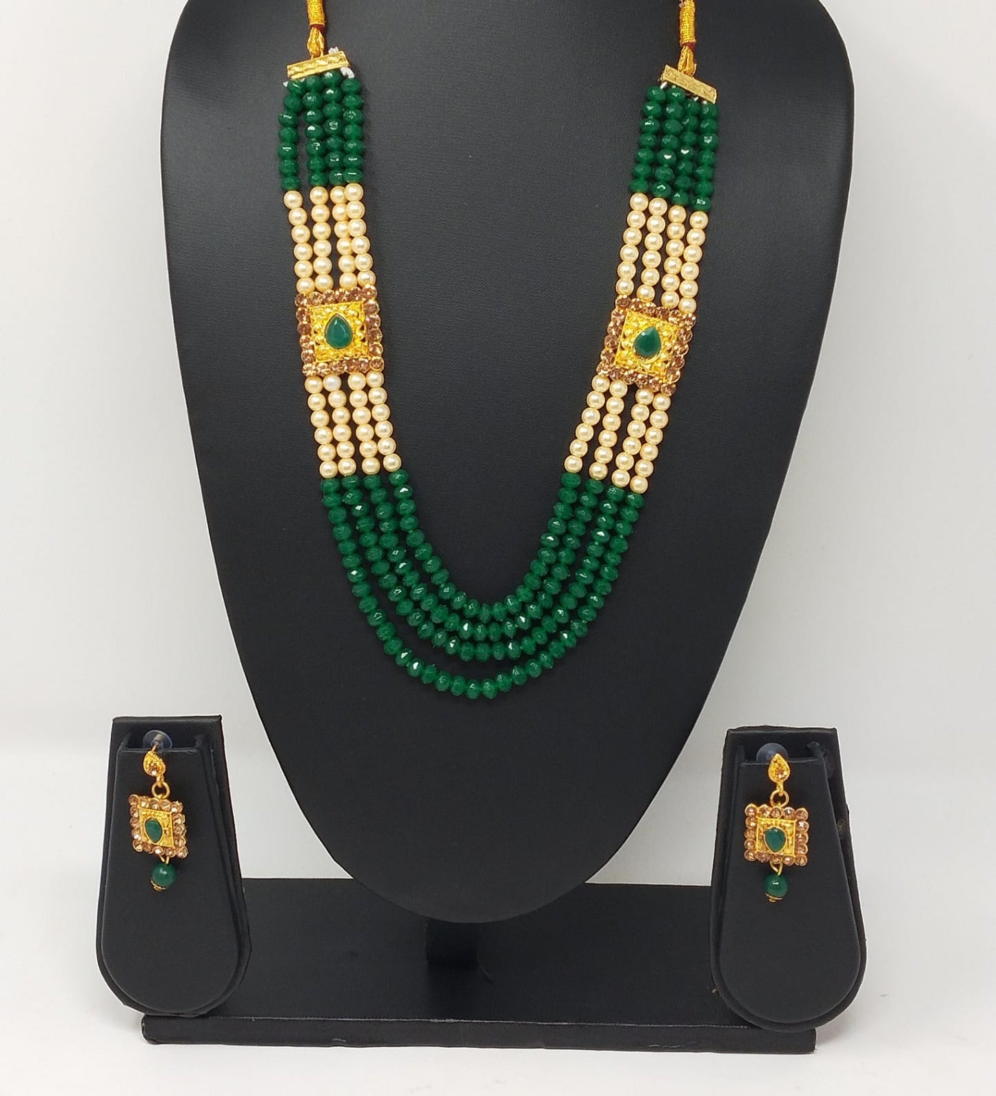 Royal Green Pearl Long Jewelry Set