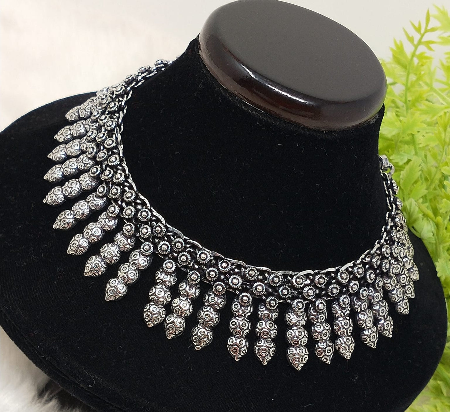 Ethnic German Silver Oxidized Necklace