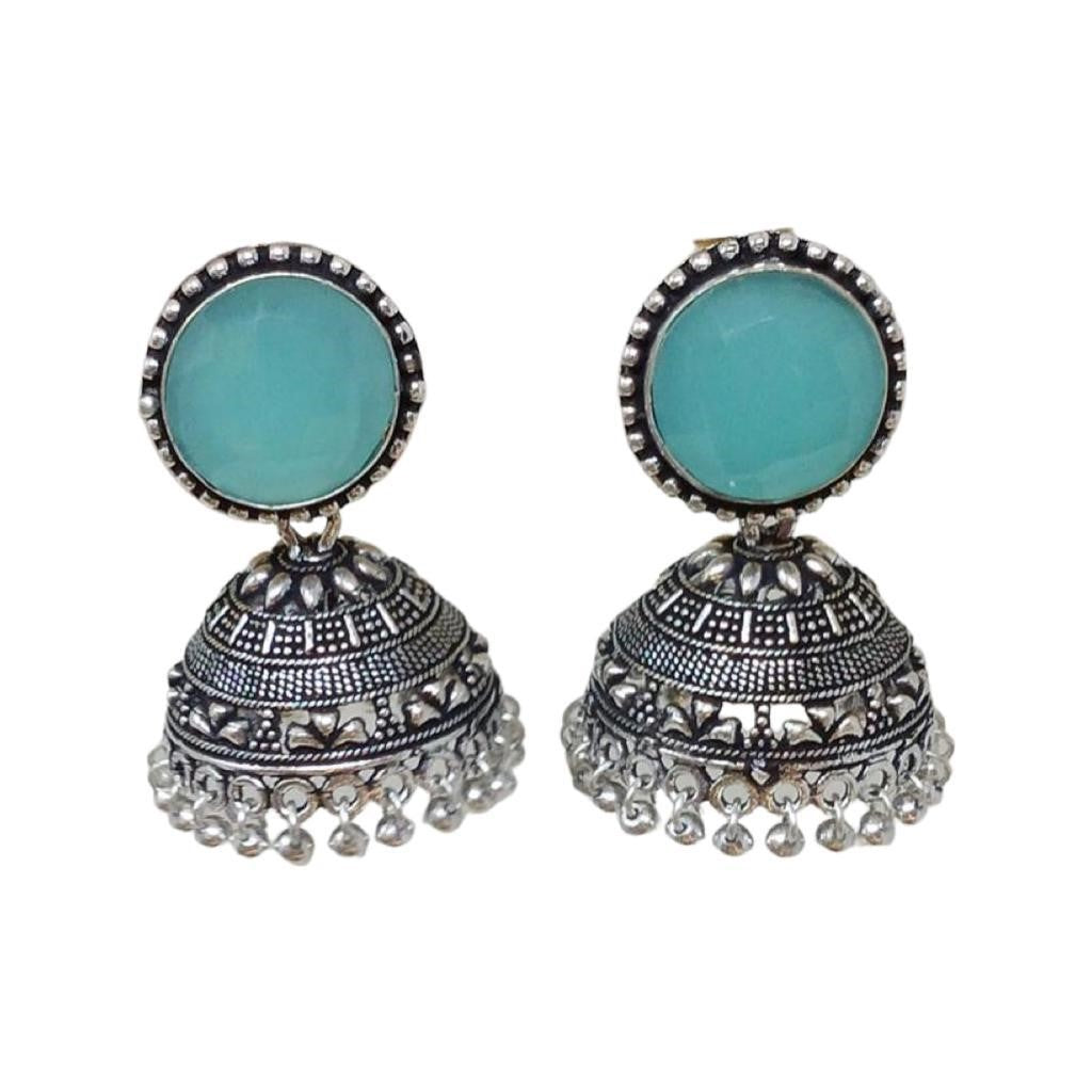 German Silver Oxidized Jhumka Earrings
