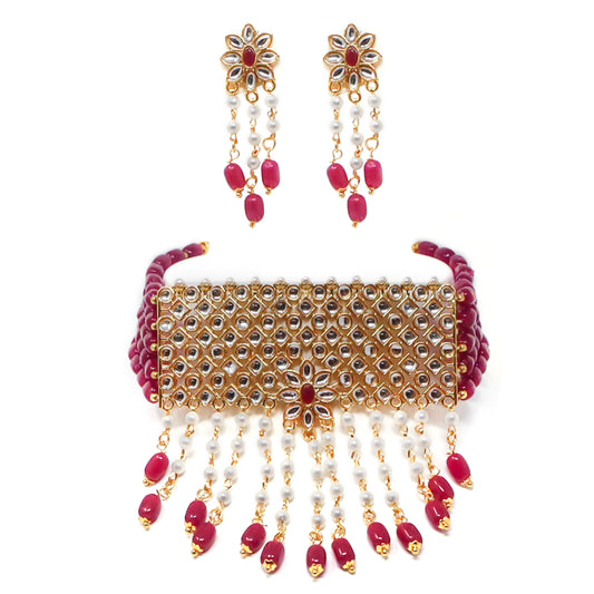 Charming Pink Pearl Kundan Choker Jewellery Set