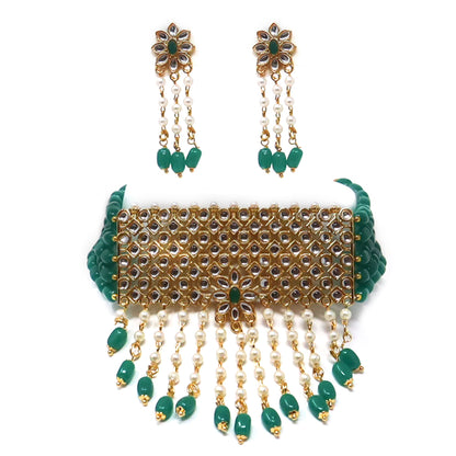 Enchanting Green Pearl Kundan Choker Jewellery Set