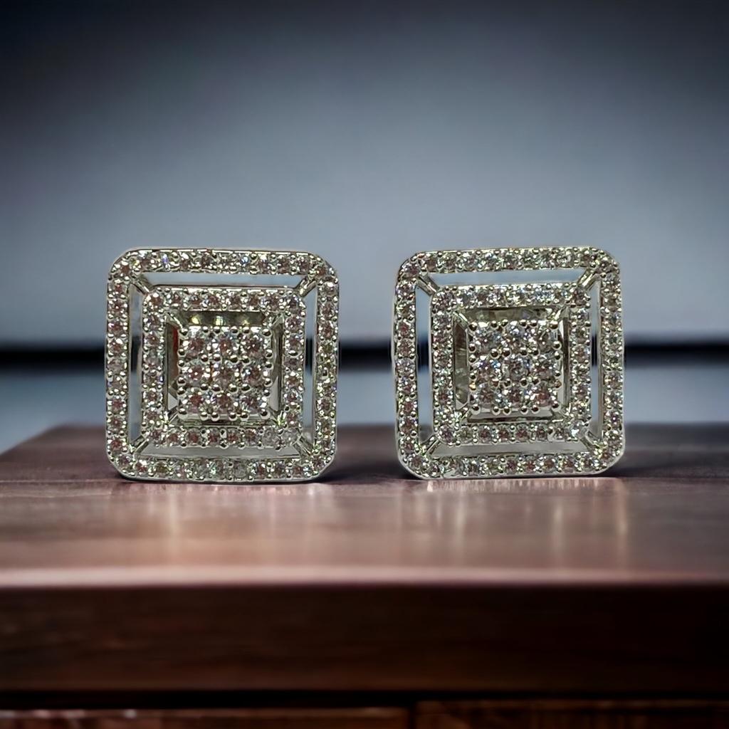 CZ Stud Square Earrings