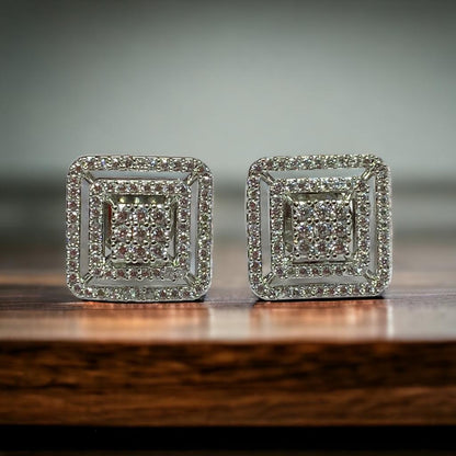 CZ Stud Square Earrings