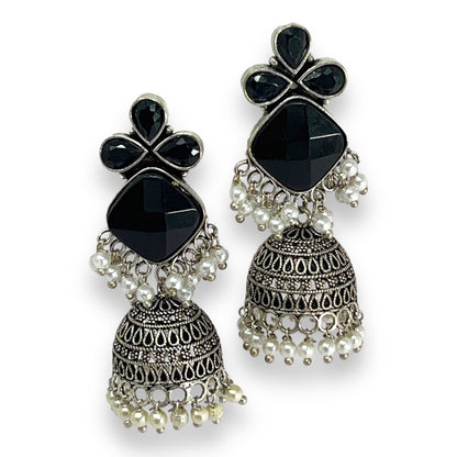 German Silver Jhumka Earrings: Vintage Charm