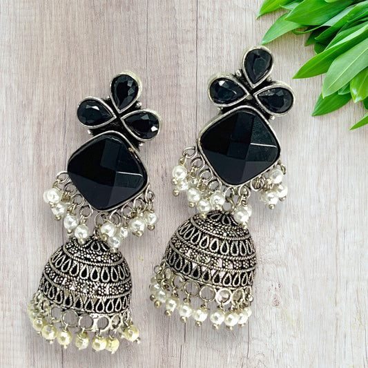 German Silver Jhumka Earrings: Vintage Charm