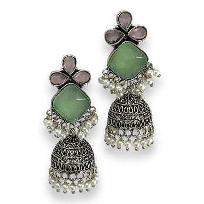 Oxidized Silver Jhumka Drops: Timeless Elegance