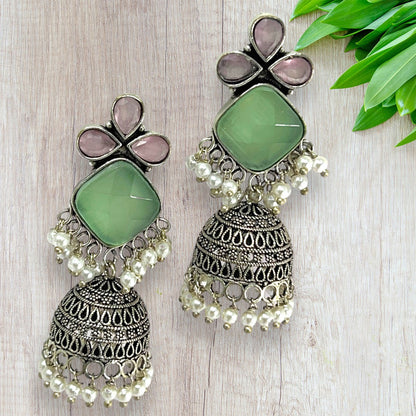 Oxidized Silver Jhumka Drops: Timeless Elegance