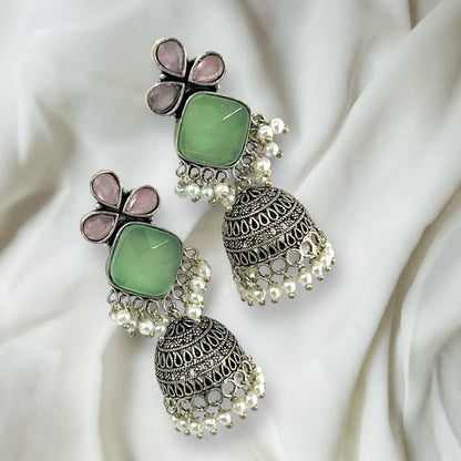 Oxidized Silver Jhumka Drops: Timeless Elegance