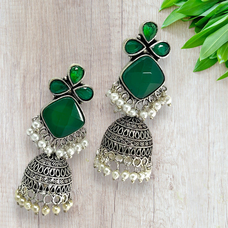 Boho Chic Jhumka Dangles in German Silver