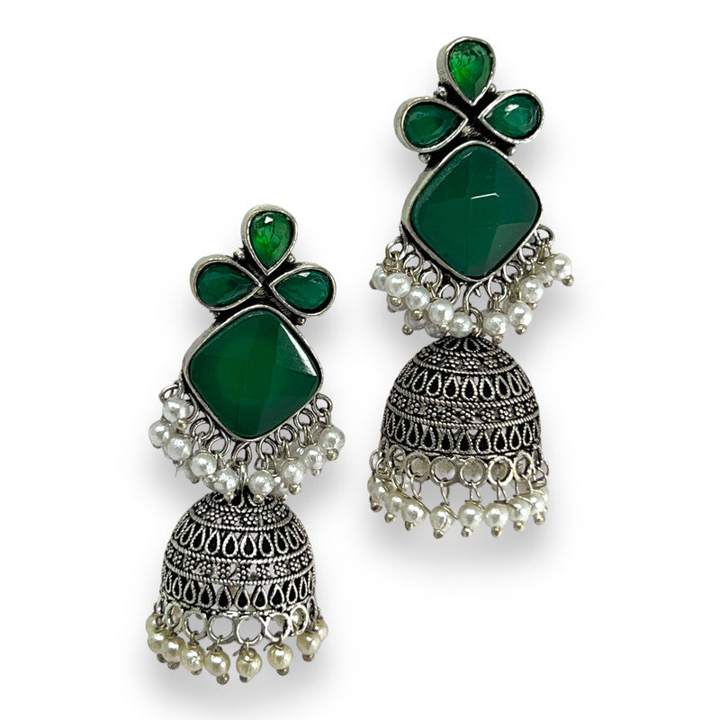 Boho Chic Jhumka Dangles in German Silver