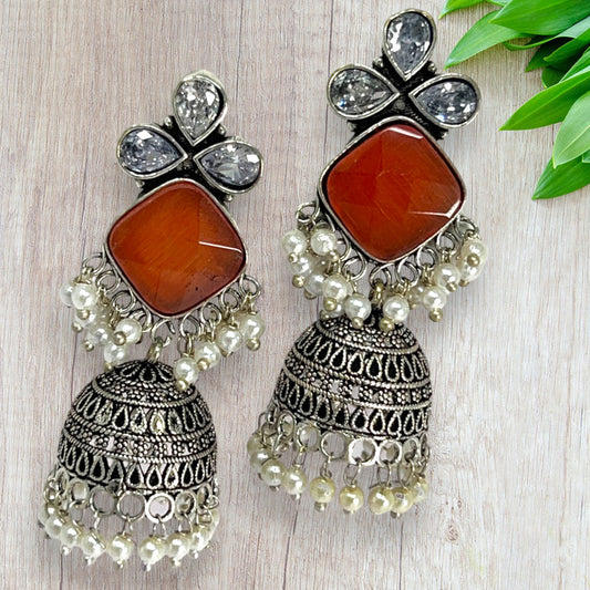 Chic Oxidized Jhumka Earrings: Bohemian Beauty