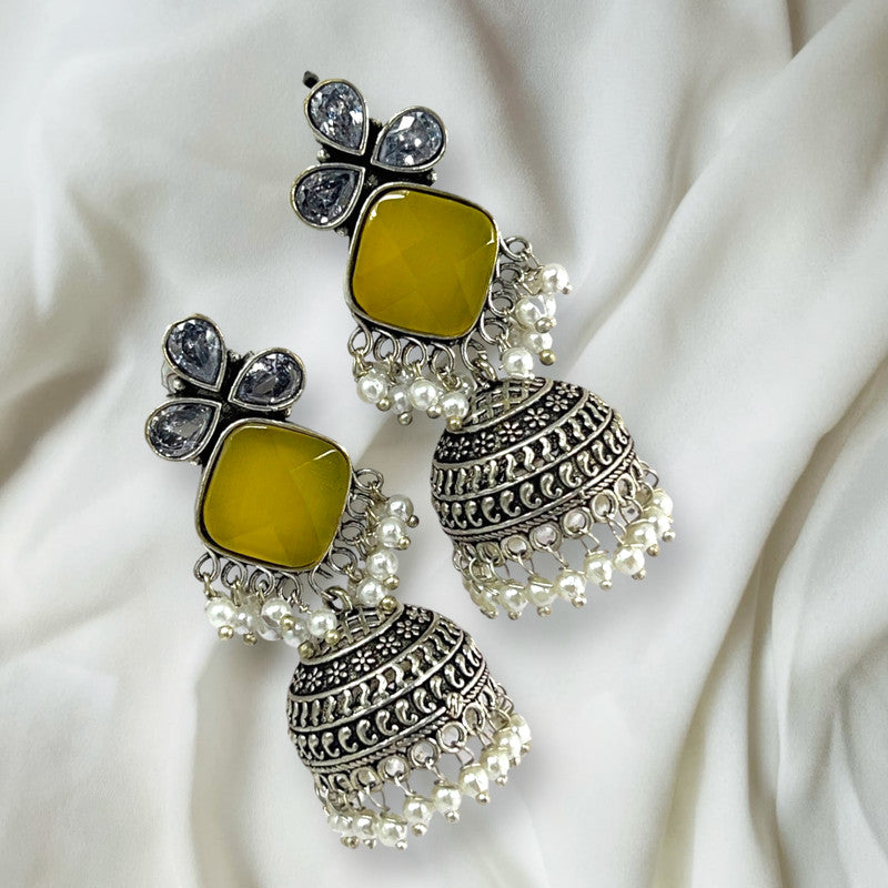 Boho Silver Jhumka Earrings: Bohemian Flair