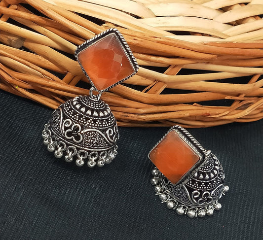 Jhumka Sophistication: German Silver Earrings