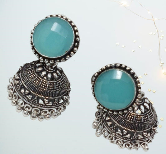 German Silver Oxidized Jhumka Earrings