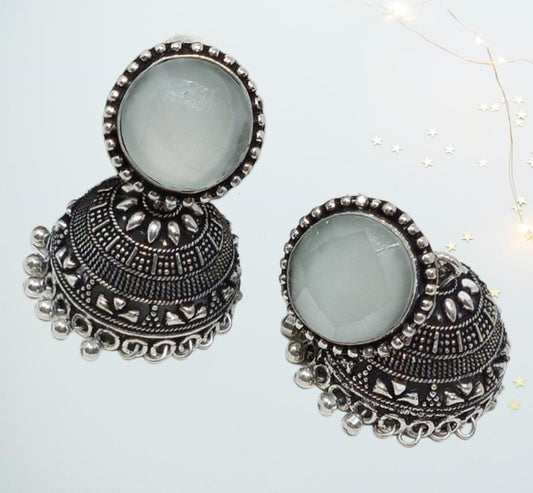 German Silver Oxidized Jhumka Earrings