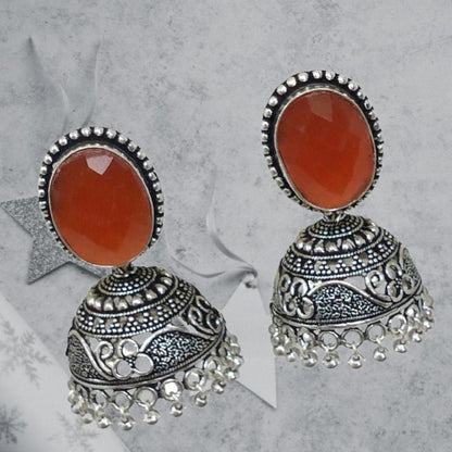 Elegant Jhumka Style: German Silver Oxidized Earrings