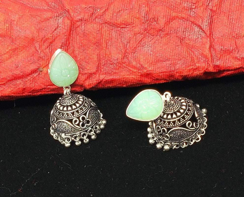 Regal Splendor: Gem Stone Jhumka Earrings for a Touch of Opulence
