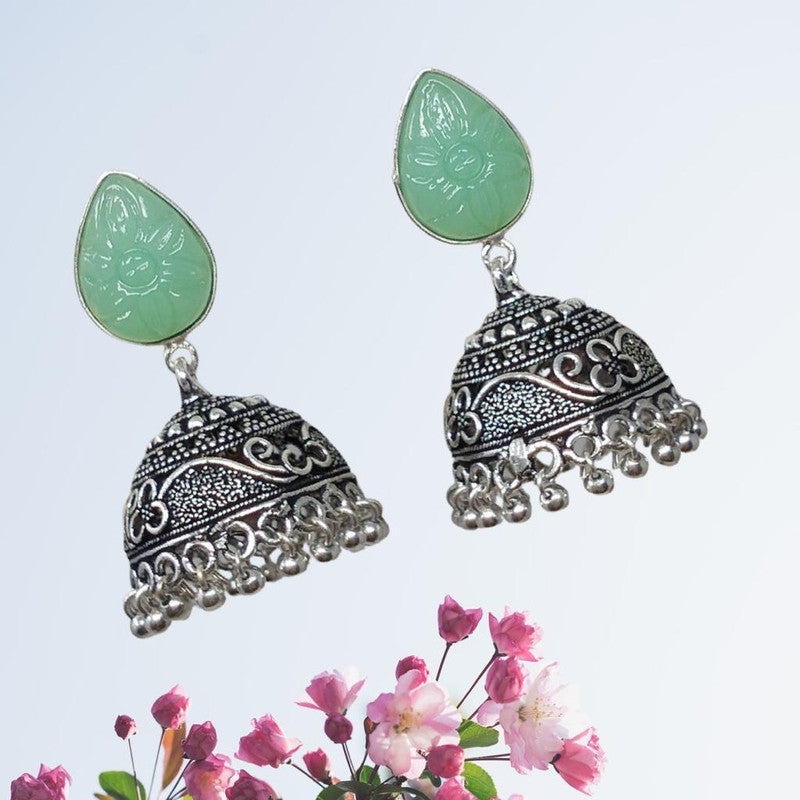 Regal Splendor: Gem Stone Jhumka Earrings for a Touch of Opulence