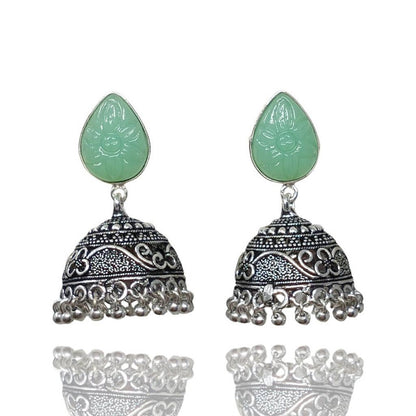 Regal Splendor: Gem Stone Jhumka Earrings for a Touch of Opulence